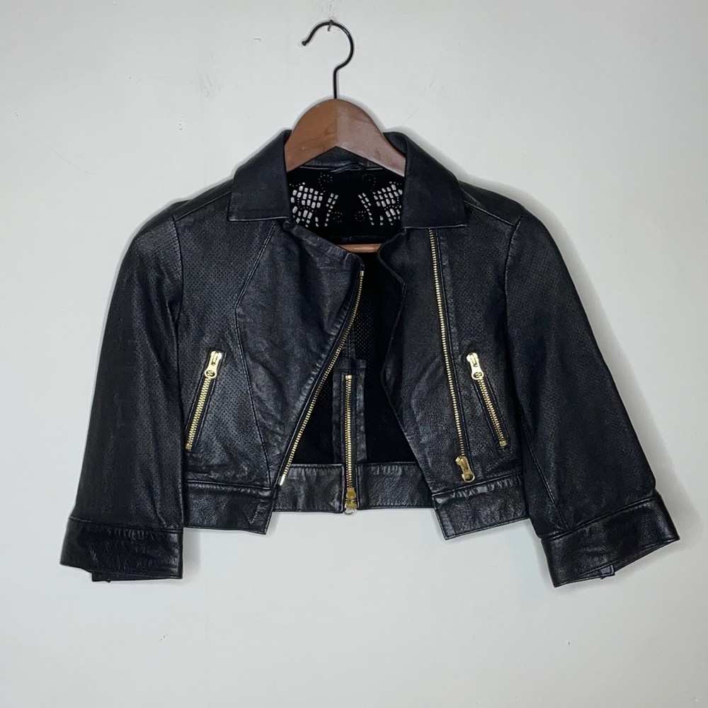 Preen By Thornton Bregazzi Crop Leather Jacket XS